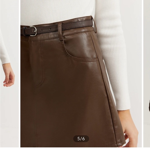 Brown faux Leather Mini Skirt - Picture 3 of 3